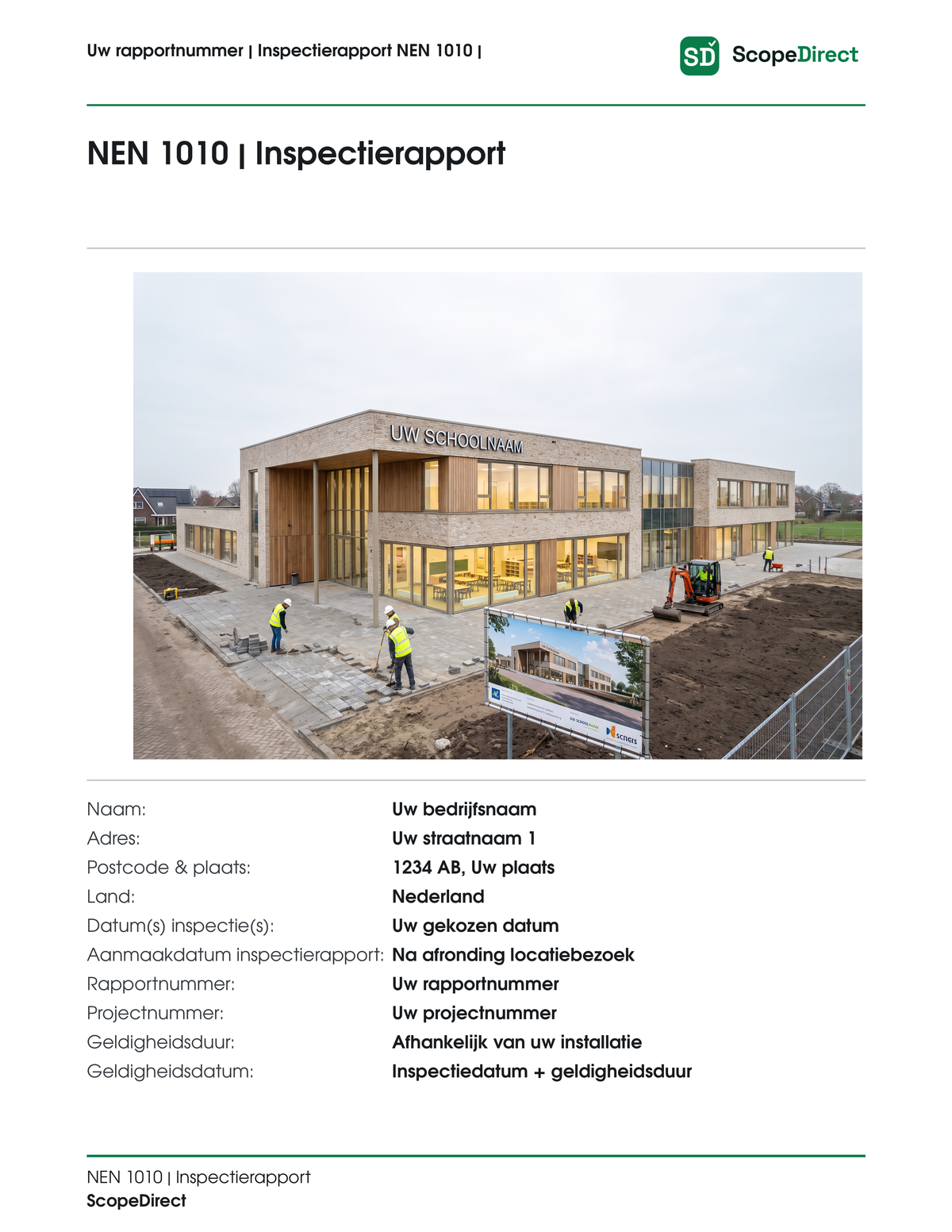 Voorblad NEN 1010-inspectierapport