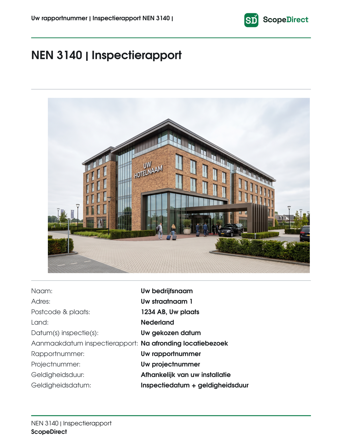 Voorblad NEN 3140-inspectierapport